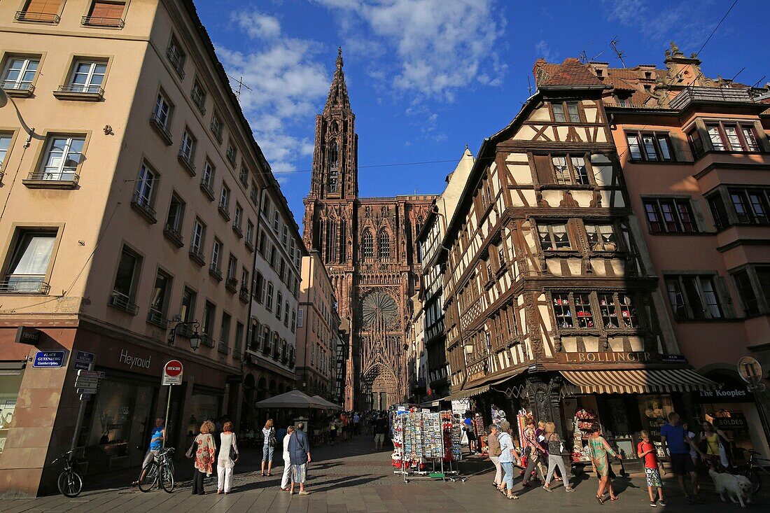 France,Bas Rhin,Strasbourg,an old city listed as World Heritage by UNESCO,Mercière Street,which houses the Cathedral Notre Dame de Strasbourg