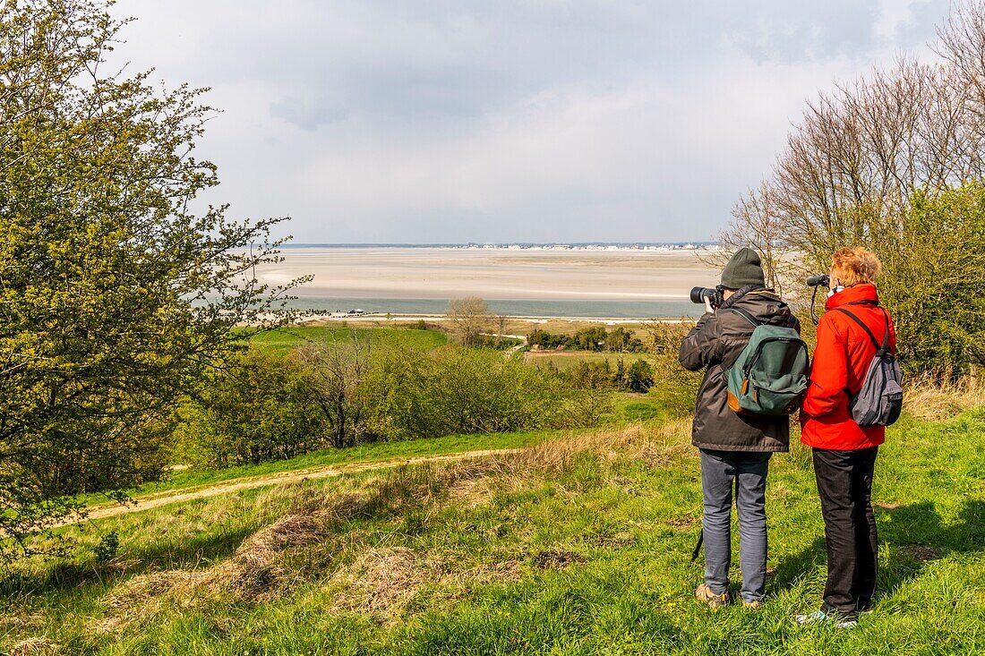 France,Somme,Baie de Somme,Saint Valery sur Somme,Cape Hornu,The Baie de Somme and the mollières of Cape Hornu from the heights of the dead cliff of Saint Valery sur Somme