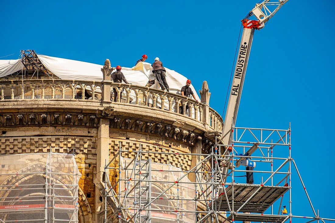 Frankreich,Paris,Weltkulturerbe der UNESCO,Ile de la Cite,Notre Dame de Paris,Konsolidierungsarbeiten nach dem Brand des Daches