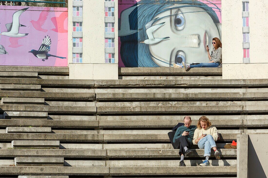 Frankreich,Paris,Belleville parc,Fresko von SETH im Amphitheater