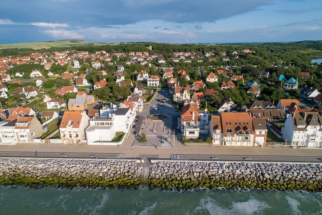 Frankreich,Pas de Calais,Wissant,zwischen Cap Blanc Nez und Cap Gris Nez (Luftaufnahme)