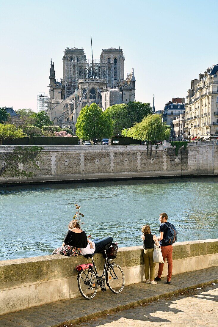 Frankreich,Paris,Seineufer,UNESCO-Welterbe,Ile de la Cite,Kathedrale Notre Dame nach dem Brand vom 15. April 2019