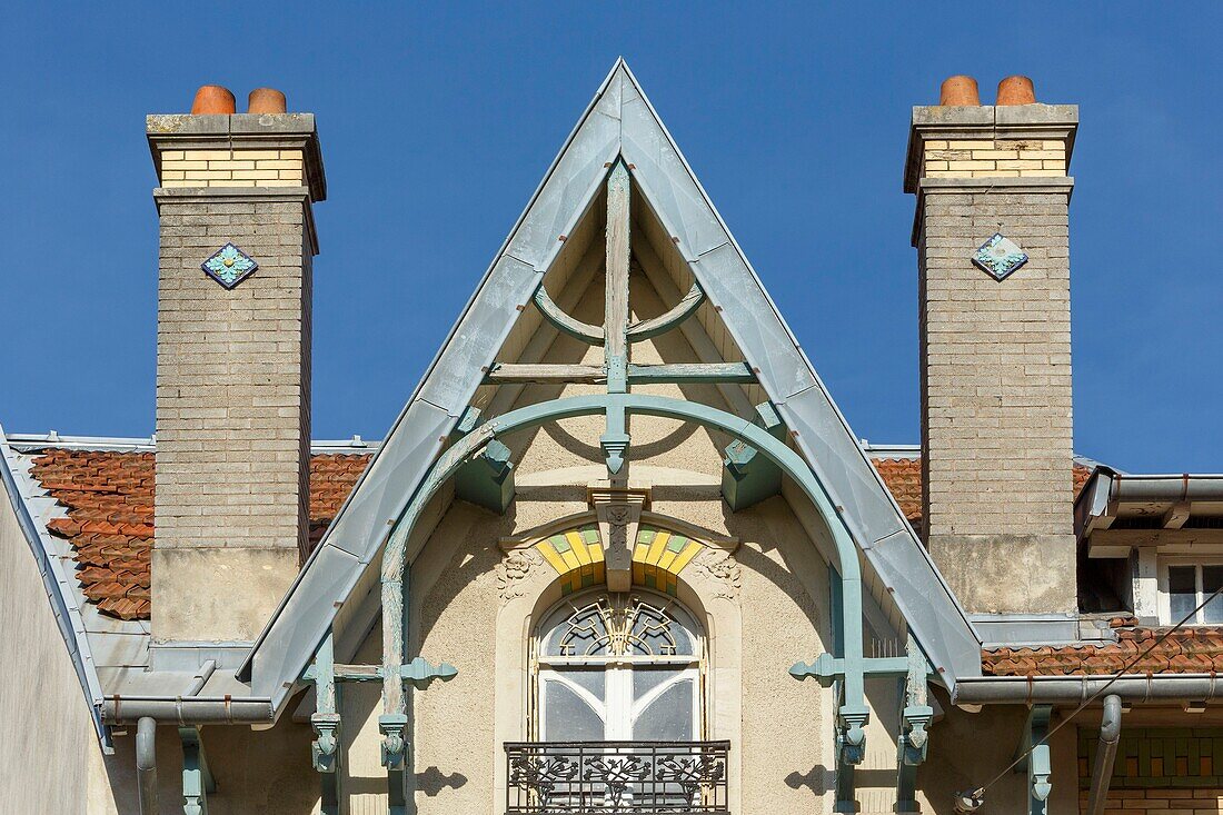 France,Meurthe et Moselle,Nancy,facade of a house in Art Nouveau style in Laxou street