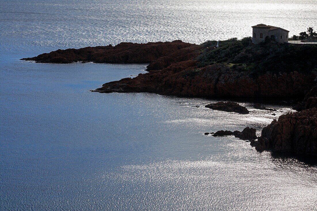 France,Var,Esterel Massif,Corniche d'Or,Saint Raphael,Trayas road,Pointe du Cap Roux,cove