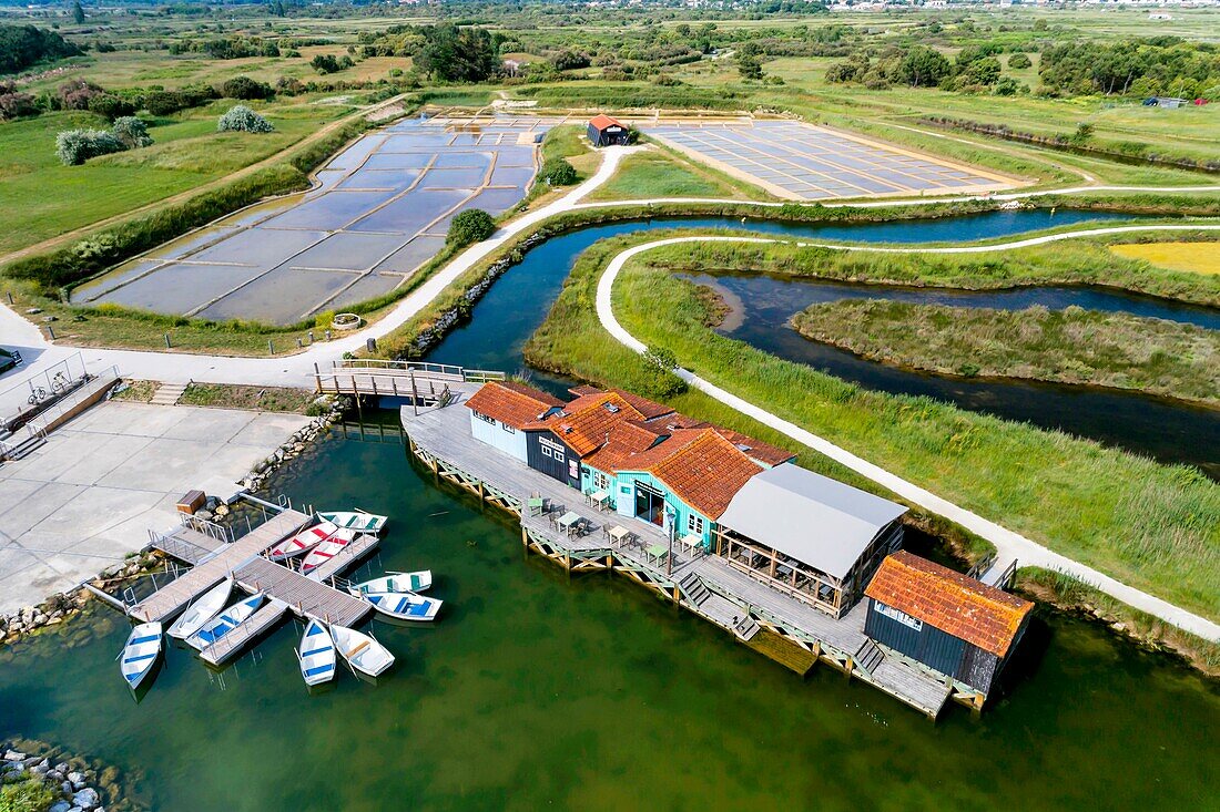 France,Charente-Maritime,Oleron island,Port of Salines,Grand Village (aerial view)