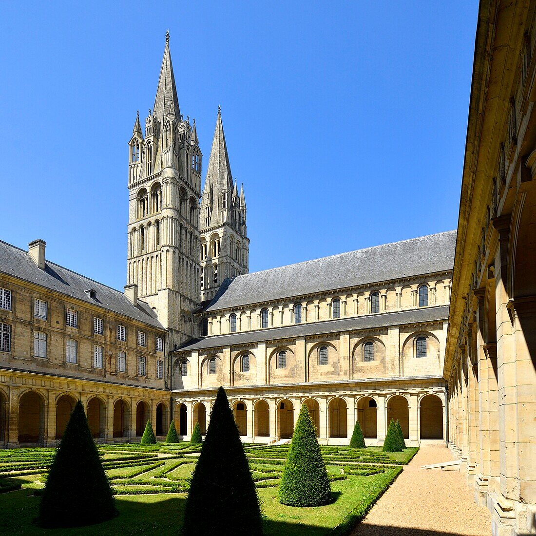 France,Calvados,Caen,the Abbaye aux Hommes (Men Abbey),cloister and Saint Etienne abbey church