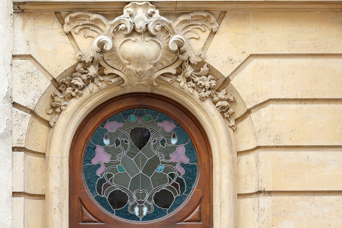 France,Meurthe et Moselle,Nancy,detail of facade and door in Art Nouveau style