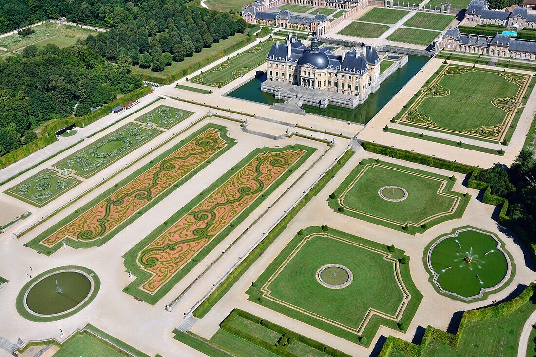 France,Seine et Marne,Maincy,the castle and the gardens of Vaux le Vicomte (aerial view)