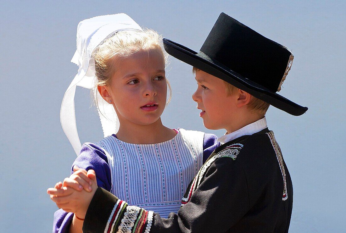 France,Finistere,Gorse Flower Festival 2015 in Pont Aven,Children of the Cercle Bro Goz Ar Milinou Pont Aven