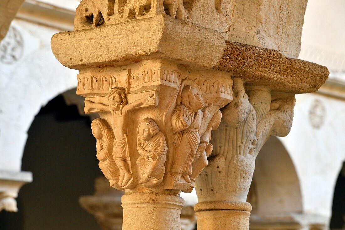 France,Bouches du Rhone,Aix en Provence,Saint Sauveur cathedral,Romanesque cloister of the end of the 12th century