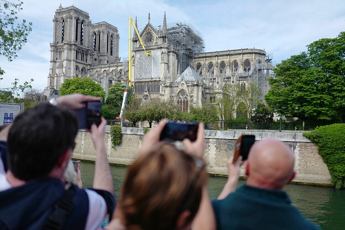 Frankreich,Paris,von der UNESCO zum Weltkulturerbe erklärtes Gebiet,Ile de la Cite,Kathedrale Notre Dame nach dem Brand vom 15. April 2019