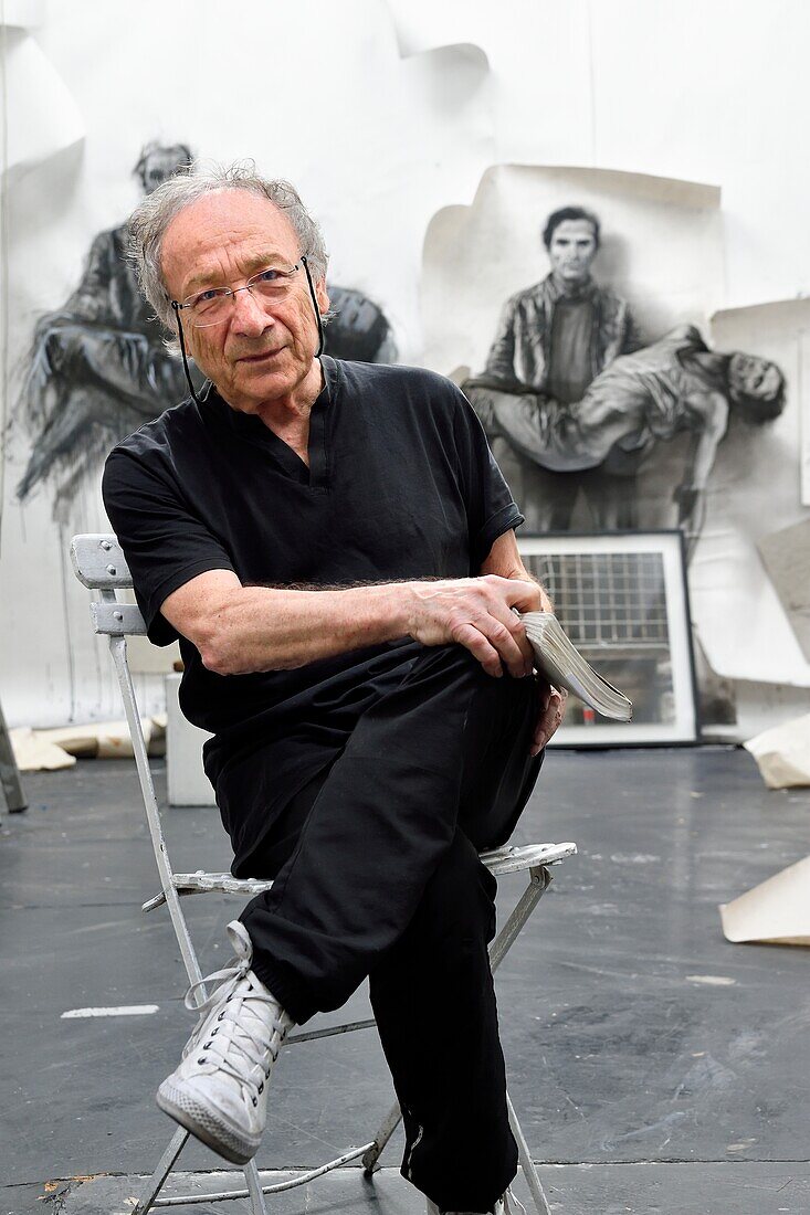 France,Ivry sur Seine,the artist Ernest Pignon-Ernest in his studio