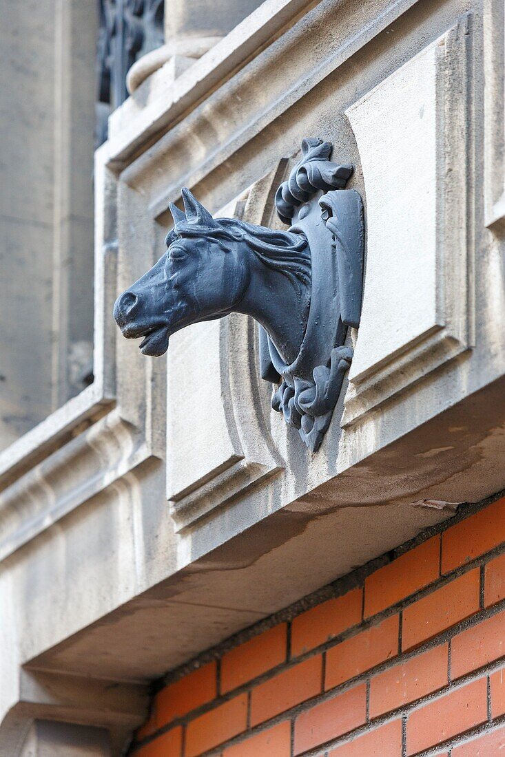 France,Meurthe et Moselle,Nancy,detail of a facade in Laxou street