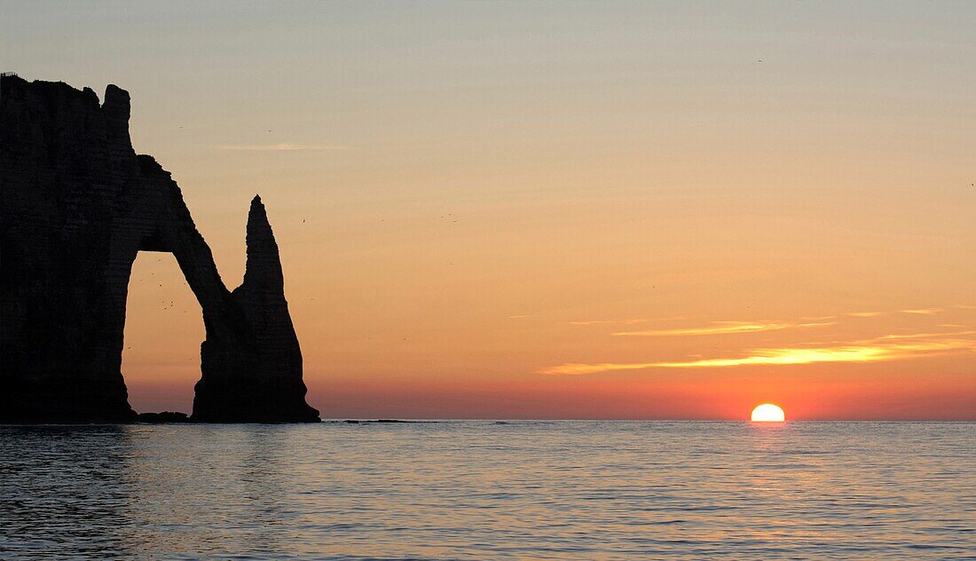 France,Seine Maritime,Etretat,the cliffs illuminated