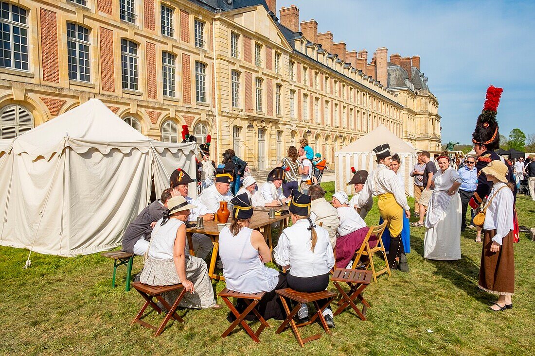 France,Seine et Marne,castle of Fontainebleau,historical reconstruction of the stay of Napoleon 1st and Josephine in 1809,the bivouac of the soldiers