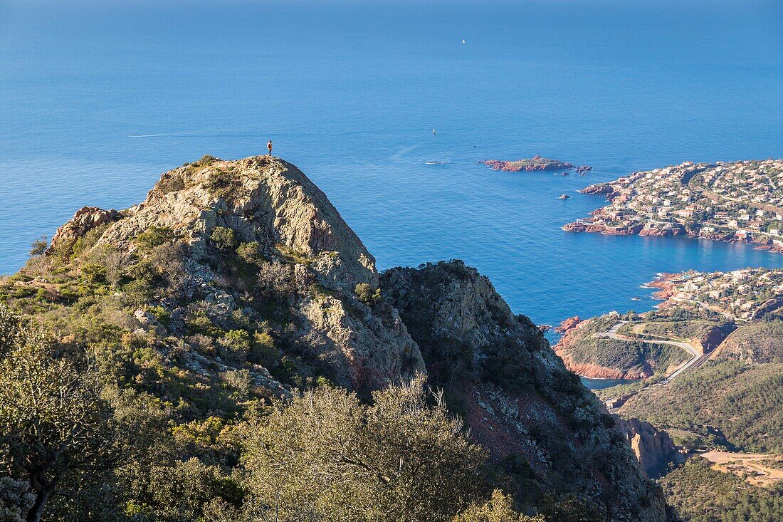 France,Var,Saint Raphael,Corniche de l'Esterel and the cove of Antheor from Cap Roux