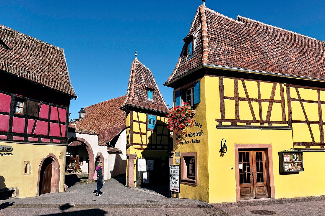 Frankreich,Haut Rhin,Eguisheim,typische Häuser.