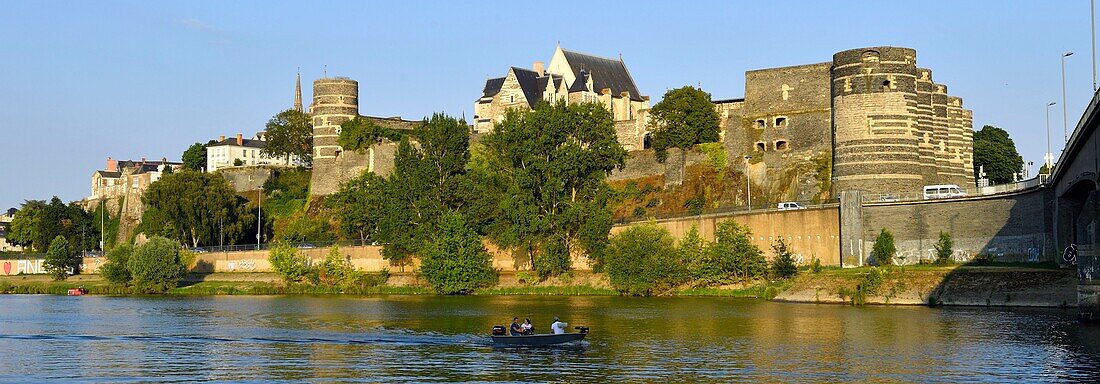 France,Maine et Loire,Angers,Maine river banks and the castle of the Dukes of Anjou