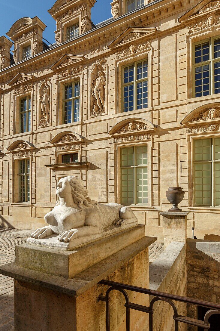 France,Paris,Marais district,the Hotel de Sully former mansion in Louis XIII style now hosting the Centre des Monuments Nationaux