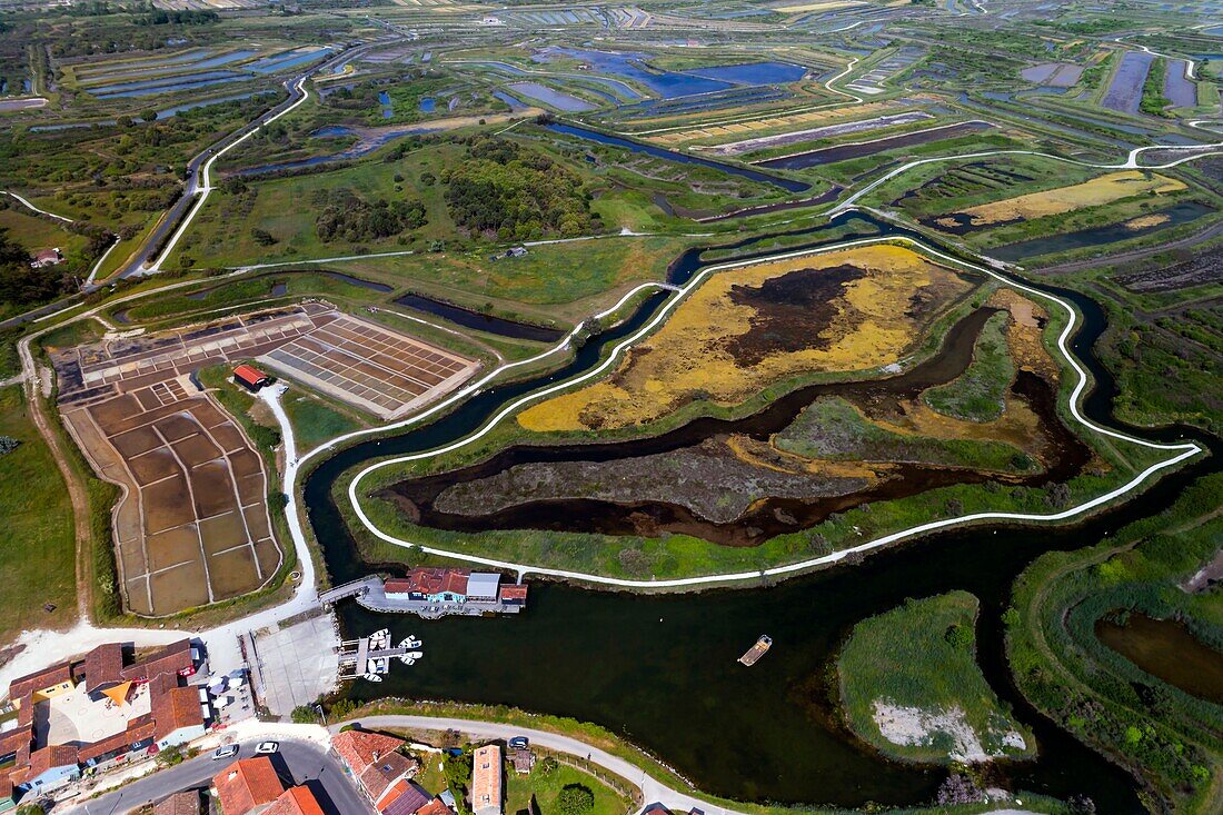 France,Charente-Maritime,Oleron island,Port of Salines,Grand Village (aerial view)