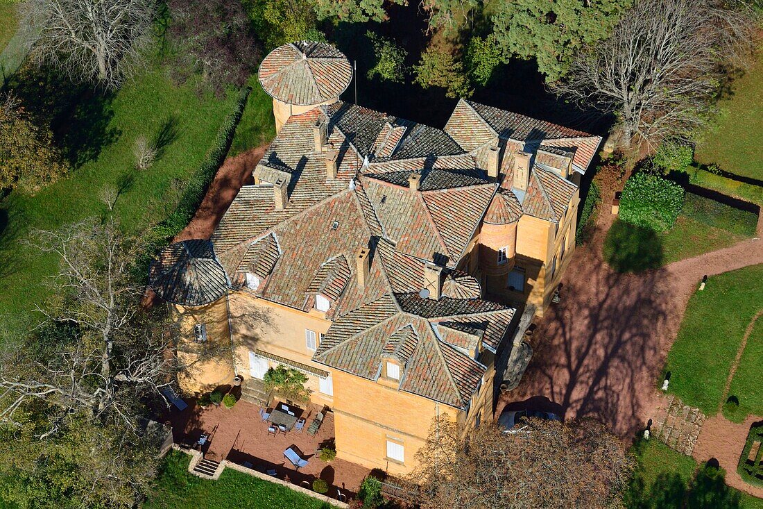 France,Rhone,Cogny,roof of Cogny Manor (aerial view)