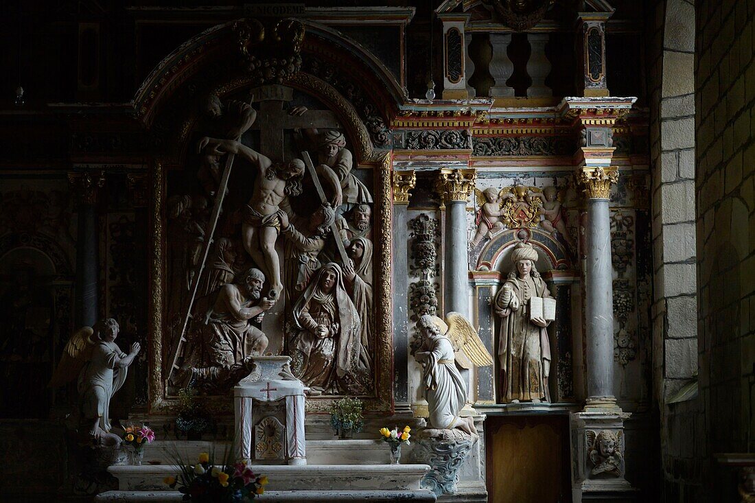 France,Morbihan,Plumeliau,the choir of chapel of Saint-Nicodeme