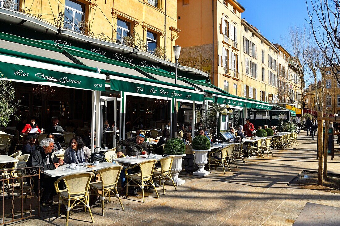 Frankreich,Bouches du Rhone,Aix en Provence,cours Mirabeau,main avenue,Les 2 Garçons cafe