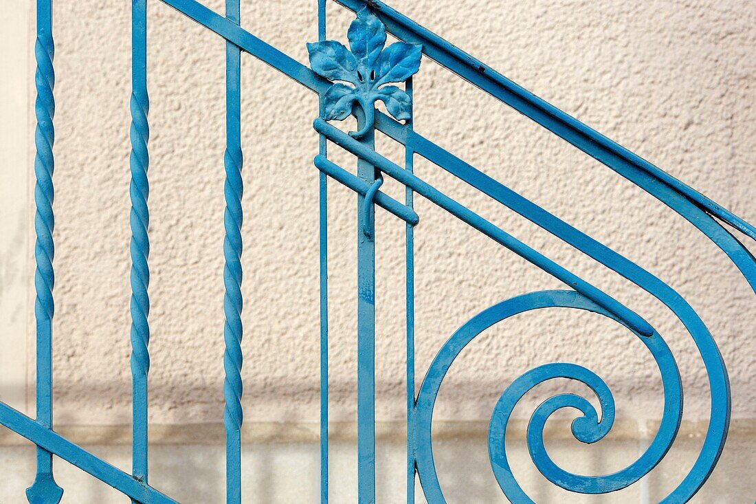 France,Meurthe et Moselle,Nancy,detail of iron works in Art Nouveau style in Felix Faure street