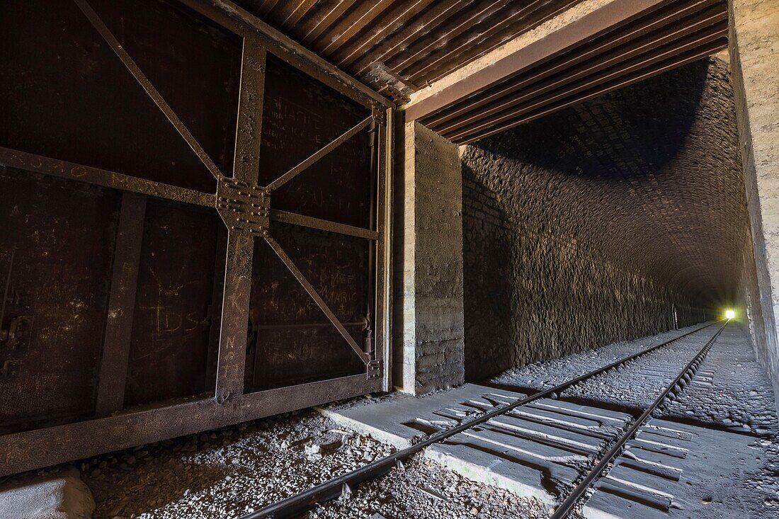 France,Loir et Cher,Saint Rimay,German headquarters W3,metal door inside the railway tunnel