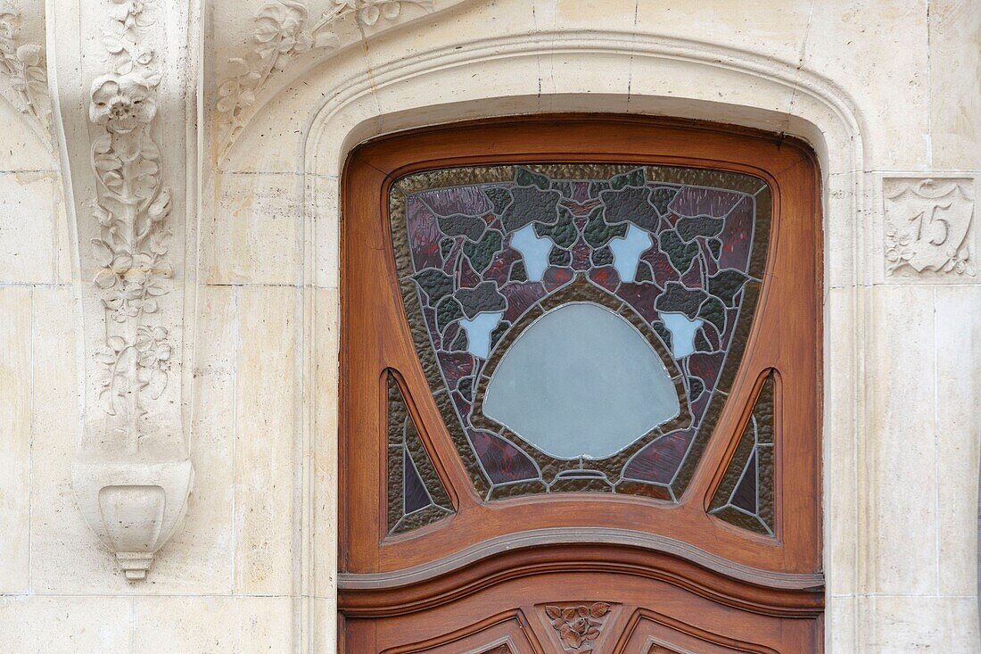 France,Meurthe et Moselle,Nancy,detail of a door in Art Nouveau style