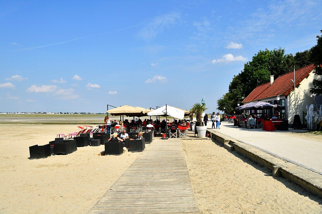 Frankreich,Somme,Baie de Somme,Saint Valery sur Somme,Mündung der Somme-Bucht bei Ebbe,Strand