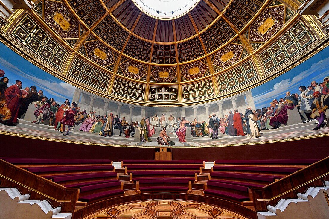 France,Paris,Saint Germain des Pres district,Ecole nationale superieure des Beaux-Arts (Fine Arts school),the Amphitheater of honor,the wall painting by Paul Delaroche