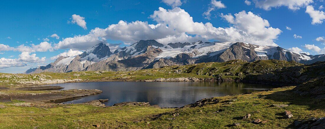 France,Hautes Alpes,la Grave,on the plateau of Emparis the Black Lake facing the massif of Meije
