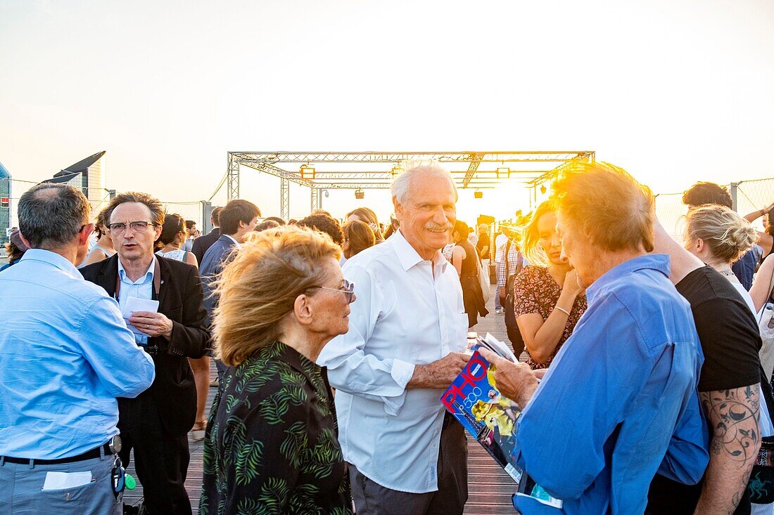 France,Hauts de Seine,La Defense,the roof of the Grande Arche,inauguration of Legacy exhibition by Yann Arthus-Bertrand from 28/06 to 01/12/2019