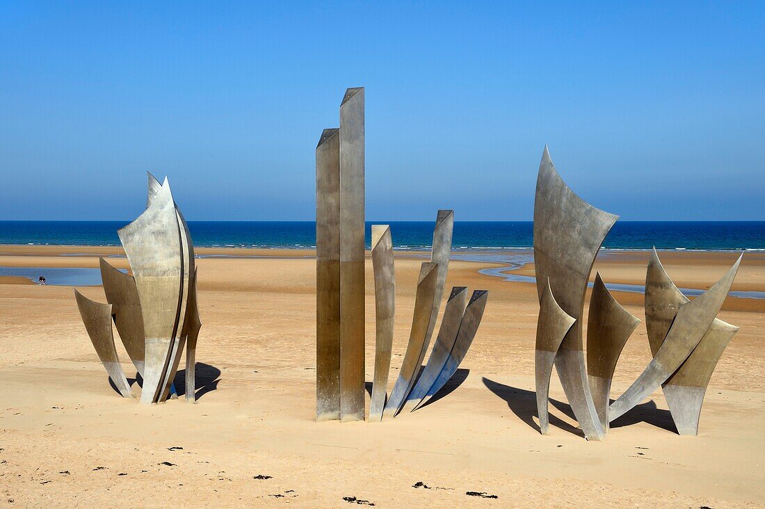 France,Calvados,Saint Laurent sur Mer,Omaha Beach,The Braves memorial work of the sculptor Anilore Banon Anilore Banon