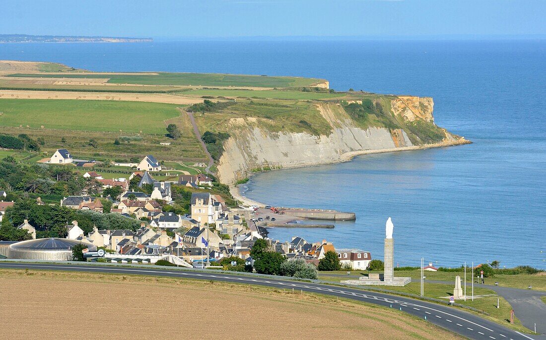 France,Seine Maritime,Etretat,Cote d'albatre,Etretat (aerial view)