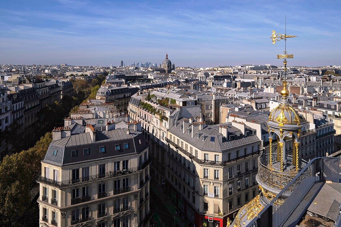 France,Paris,Boulevard Haussman,Panoramic view of the Saint-Augustin church from the terrace of Le Printemps Haussmann department store