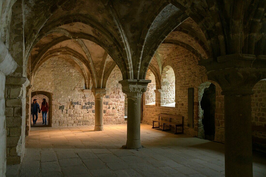 France,Manche,the Mont-Saint-Michel,room of the walk of the monks in the abbey