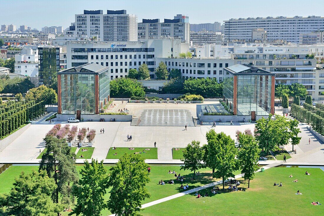 France,Paris,Andre Citroen park (aerial view)