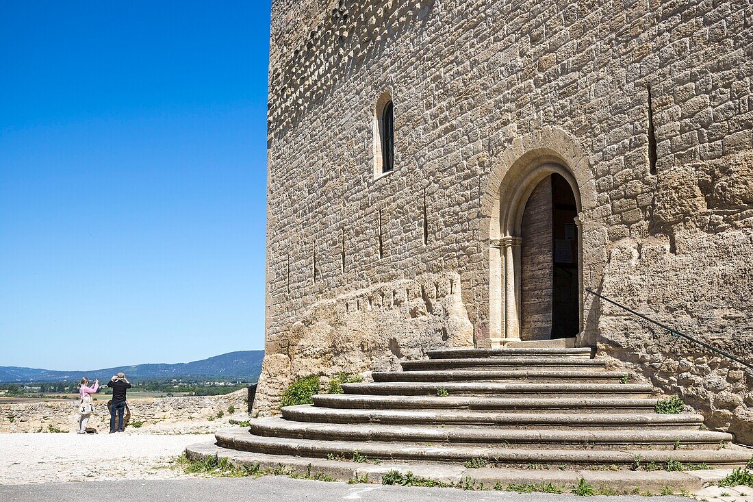 France,Vaucluse,Regional Natural Park of Luberon,Ansouis,labeled the Most beautiful Villages of France,entrance of St Martin church
