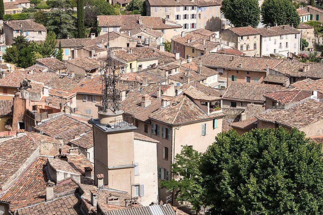 France,Var,Green Provence,Cotignac,the Clock Tower and its wrought iron campanile