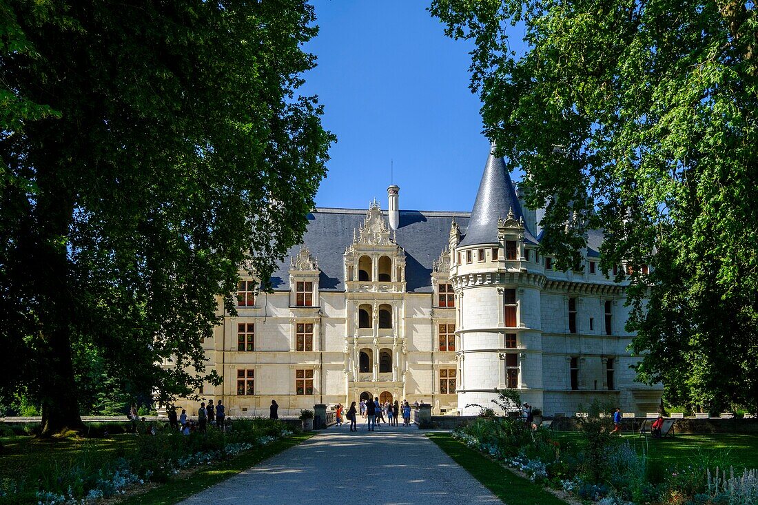 Frankreich,Indre et Loire,Loire-Tal,von der UNESCO zum Weltkulturerbe erklärt,Schloss Azay le Rideau,erbaut von 1518 bis 1527 von Gilles Berthelot,im Stil der Renaissance