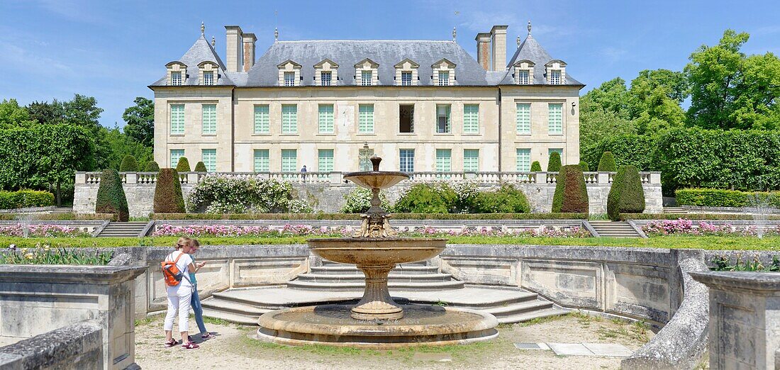Frankreich,Val d'Oise,Auvers sur Oise,Schloss aus dem 17. Jahrhundert und sein französischer Garten