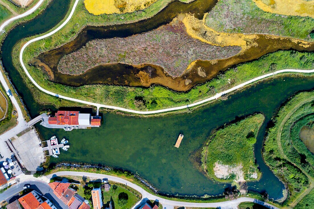 France,Charente-Maritime,Oleron island,Port of Salines,Grand Village (aerial view)
