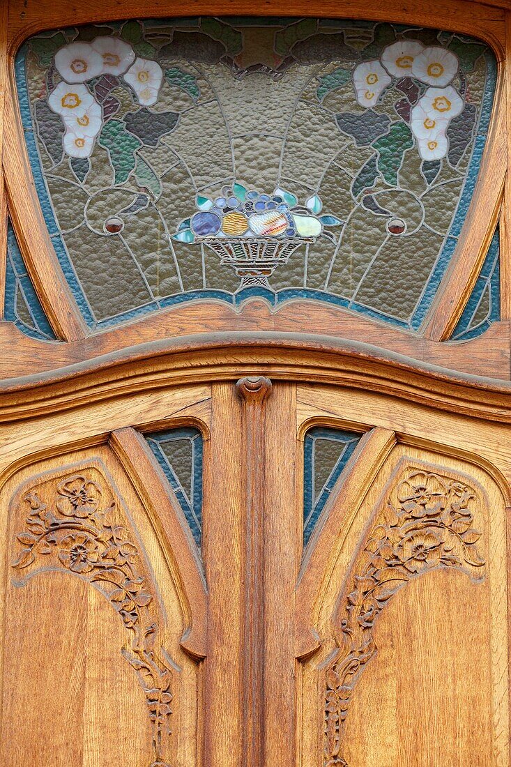 France,Meurthe et Moselle,Nancy,door of a house in Art Nouveau style