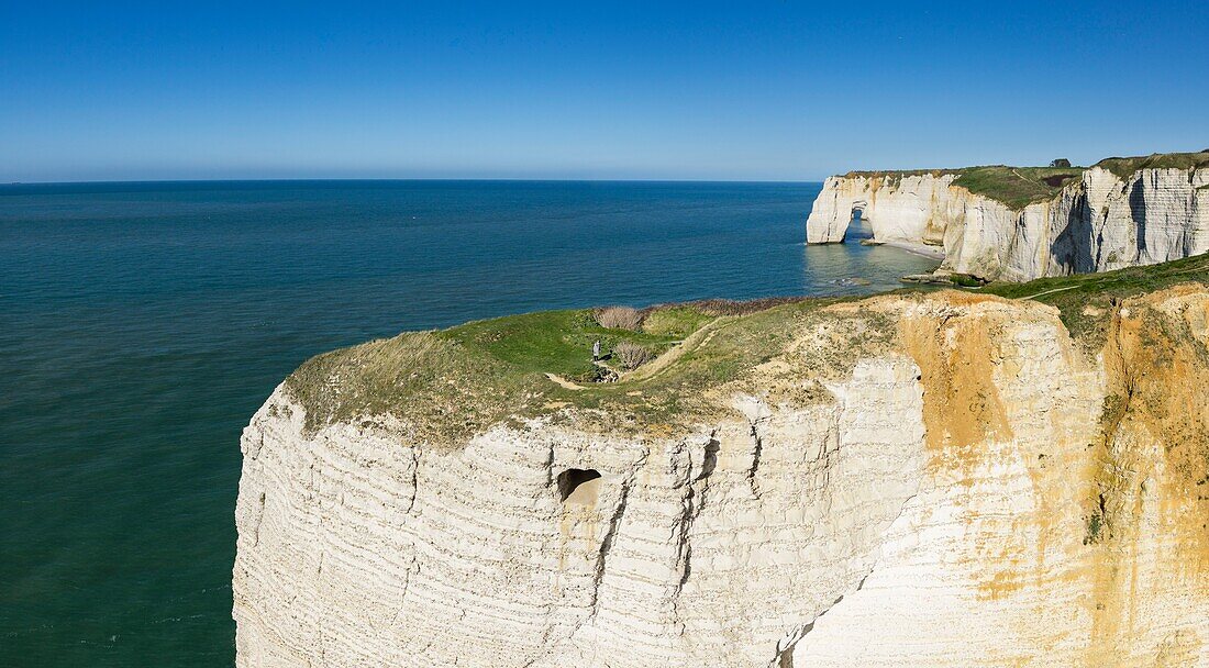 Frankreich,Seine Maritime,Etretat,Cote d'Abatre,Pointe de la Courtine,Strand von Antifer (Luftaufnahme)