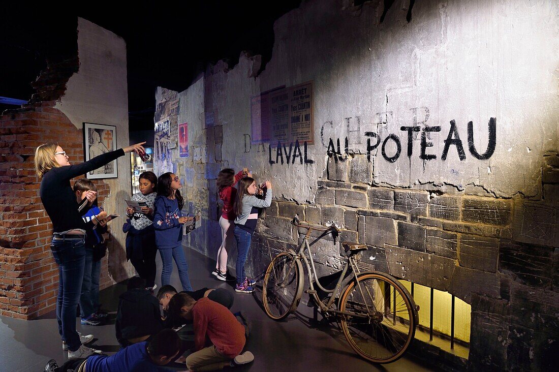 France,Calvados,Caen,the Peace Memorial,occupied France,reconstitution of a graffiti against Laval