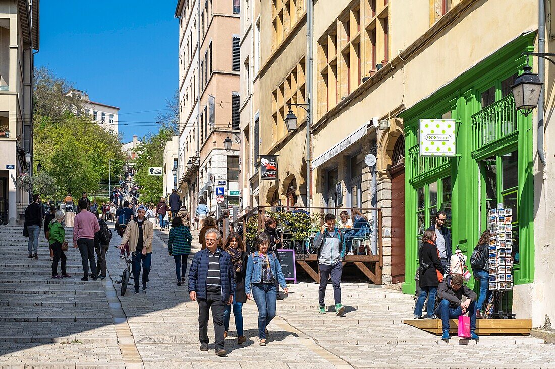 Frankreich,Rhone,Lyon,historisches Viertel, das zum UNESCO-Welterbe gehört,Stadtteil Les Pentes de La Croix Rousse,Montée de la Grande-Côte