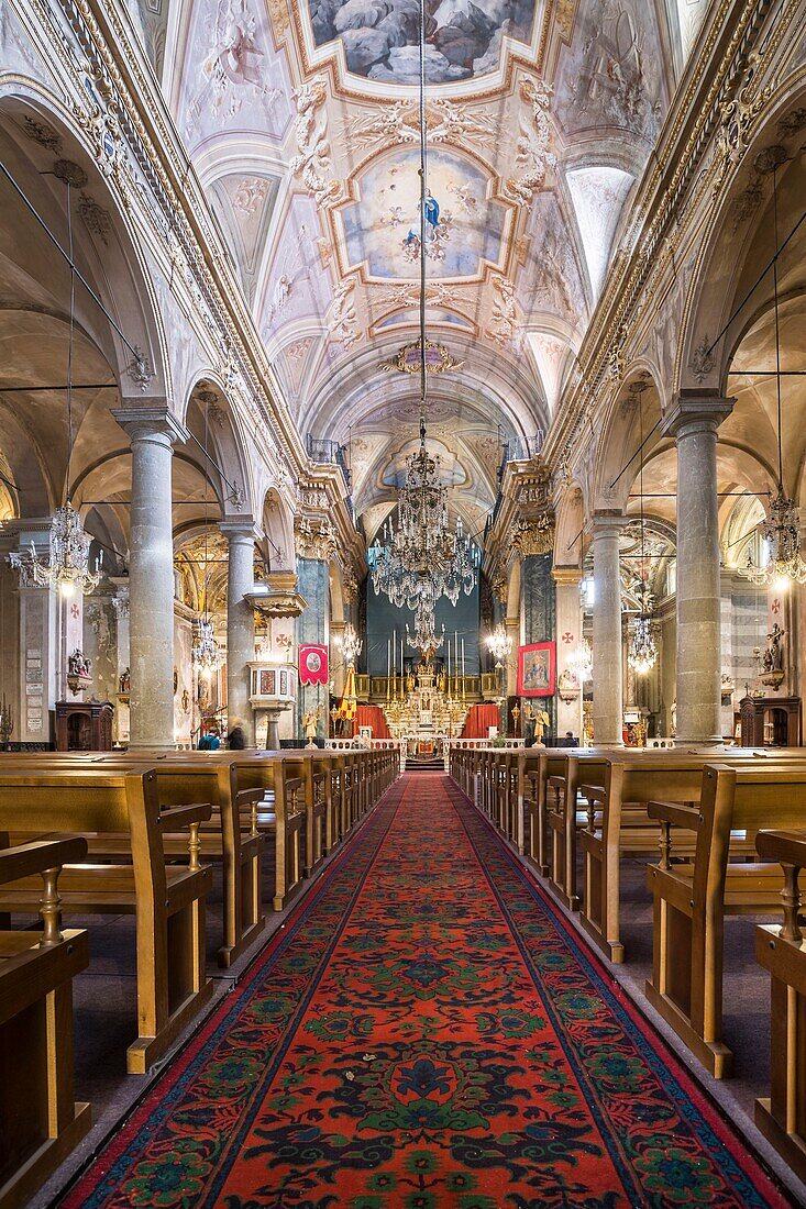 France,Alpes-Maritimes,Menton,nave of the Basilica of Saint Michael Archangel