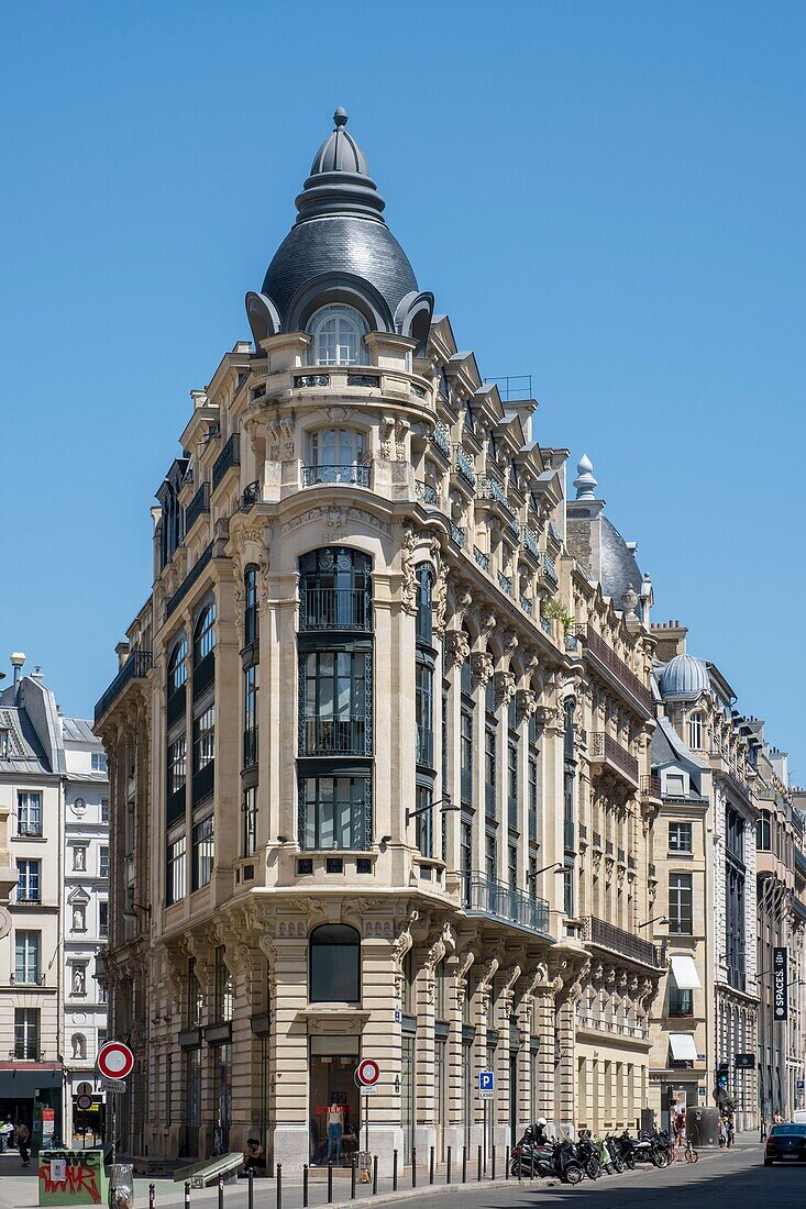 France,Paris,Reaumur street,Haussmann building,